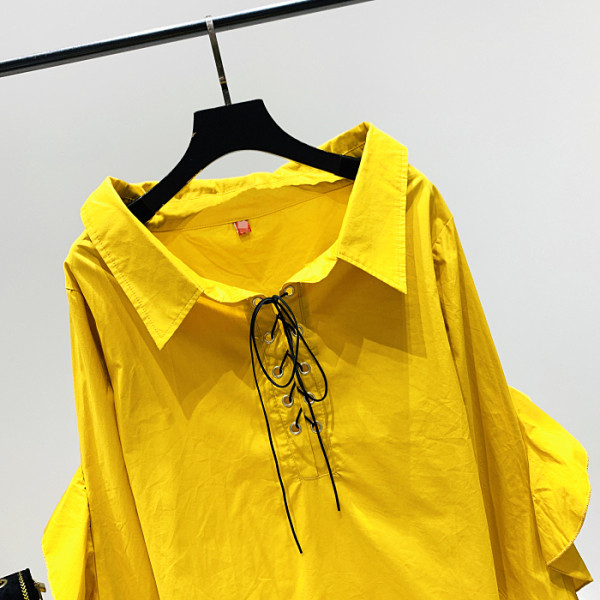 Új modell női ing nyakkendővel és spitz nyakkivágással