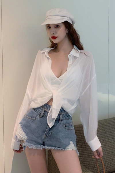 Női átlátszó sifon ing klasszikus modell