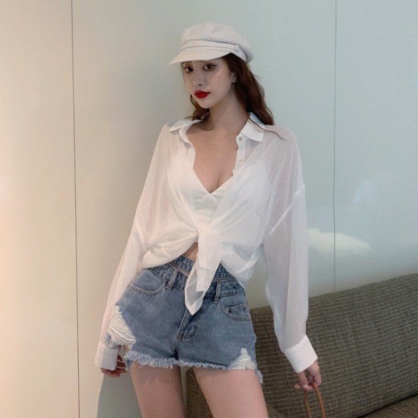 Női átlátszó sifon ing klasszikus modell