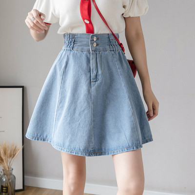 Laisvalaikio trumpas moteriškas sijonas aukštu juosmeniu – kirpimo modelis