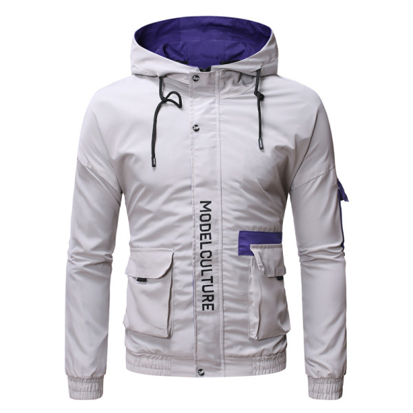 Ležerna muška proljetna jakna s kapuljačom i dugim krakovima