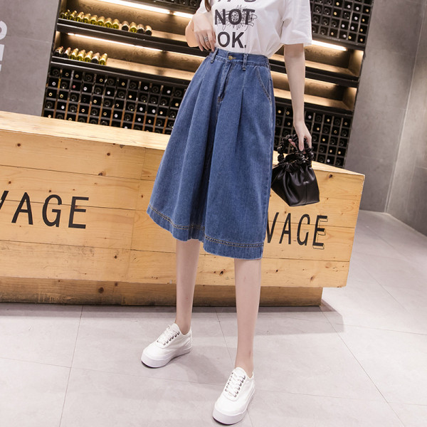 Naiste vabaaja laiad püksid kõrge vöökohaga