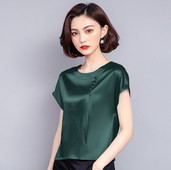 Bluză de damă modernă din mătase cu mâneci scurte și nasturi