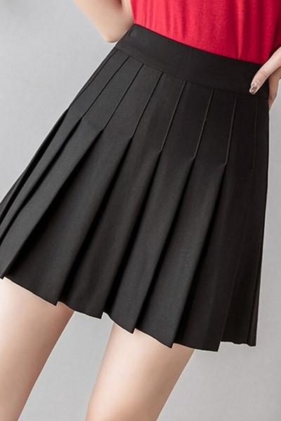 Modern női rövid hajtogatott szoknya magas derékkal