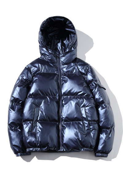 NAUJO modelio vyriška žieminė striukė su blizgiu efektu ir gobtuvu