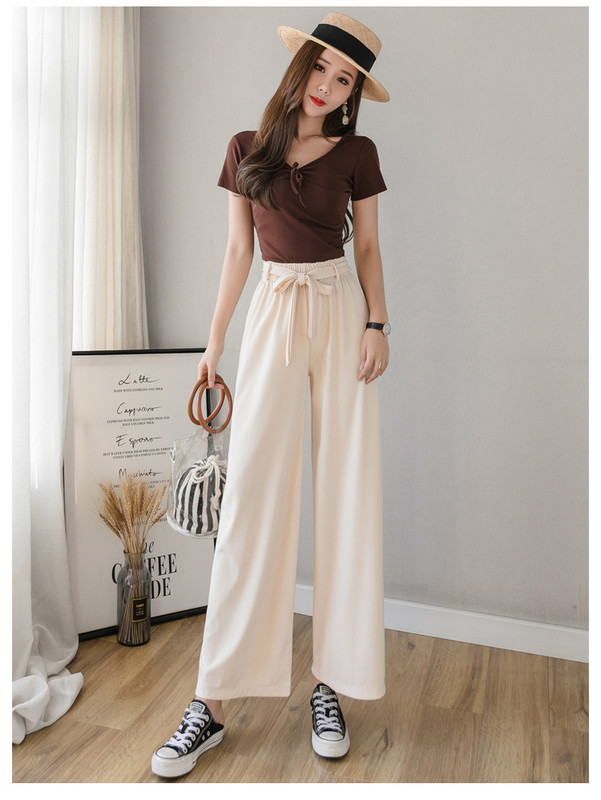 Új modell alkalmi női nadrág magas derékkal és övvel