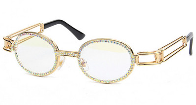 Modernas sieviešu brilles ar apaļām lēcām un dekorācijas akmeņiem