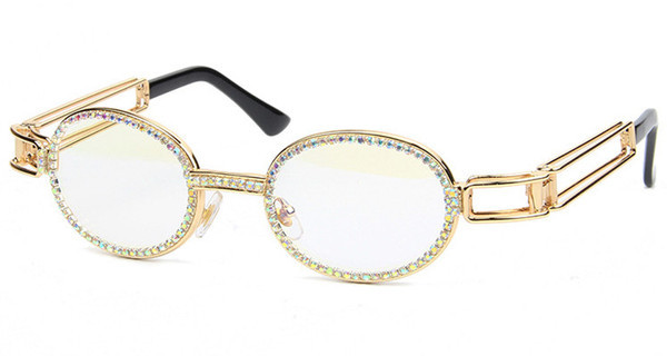 Modernas sieviešu brilles ar apaļām lēcām un dekorācijas akmeņiem