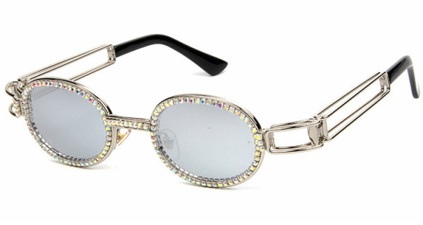 Modernas sieviešu brilles ar apaļām lēcām un dekorācijas akmeņiem