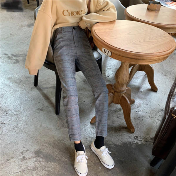 Pantaloni de dama de primavara cu talie inalta - model drept