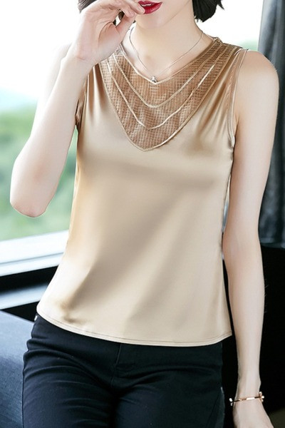 Maieu modern de damă din satin cu decolteu în V