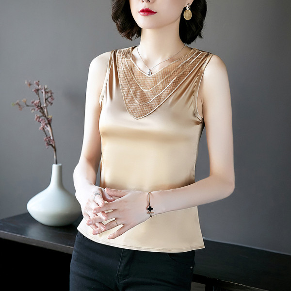 Maieu modern de damă din satin cu decolteu în V