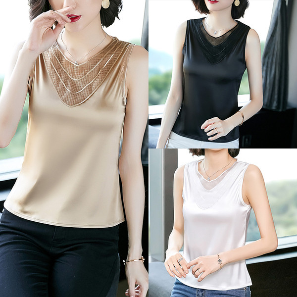 Maieu modern de damă din satin cu decolteu în V