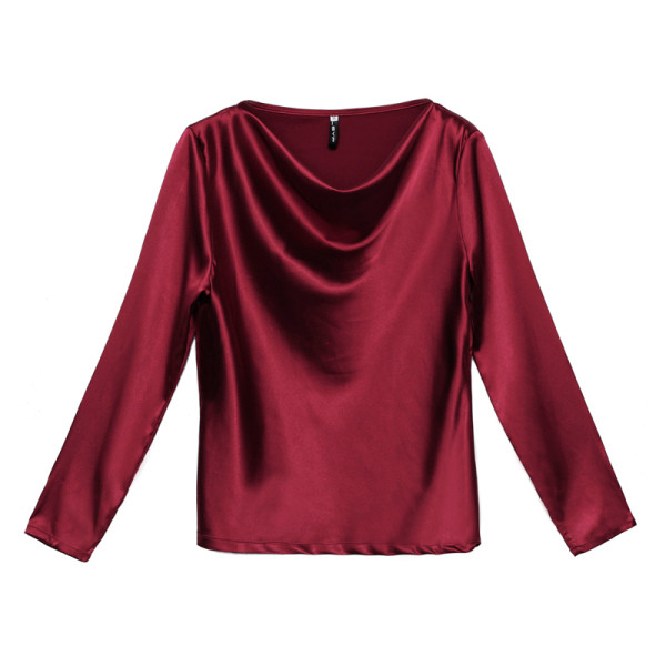 Moodne pikkade varrukatega naiste siidist pluus