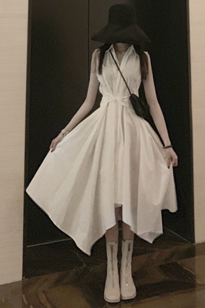 Rochie asimetrică de damă fără mâneci