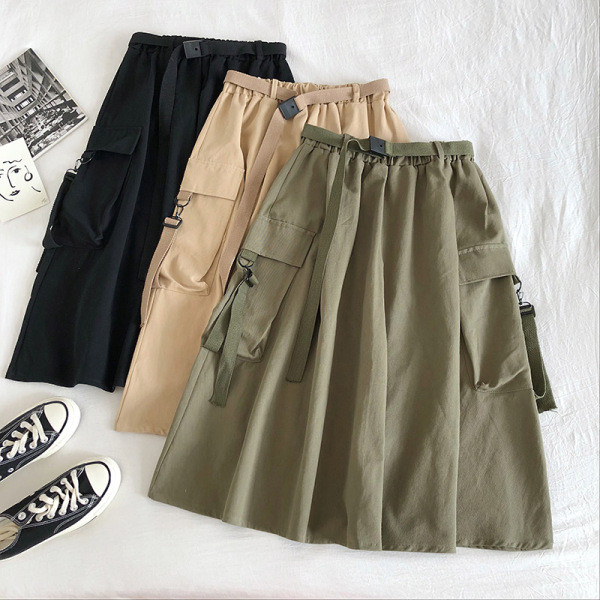 Fusta casual dama de lungime medie si buzunare laterale