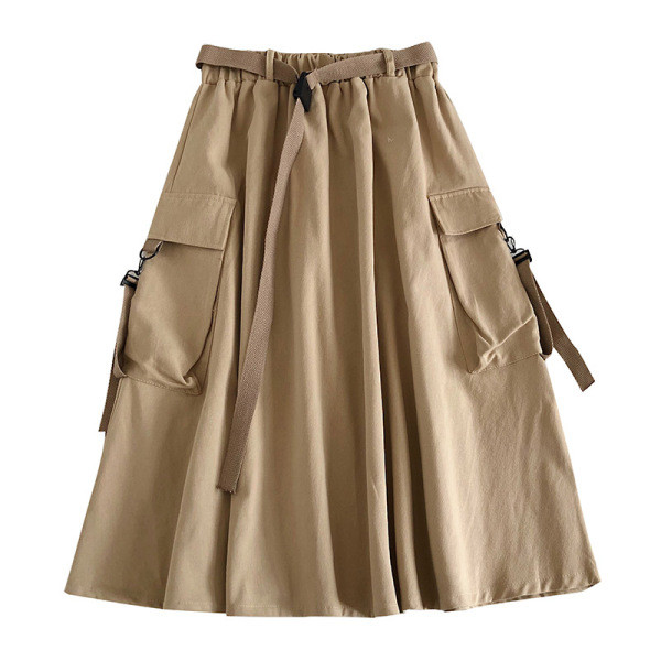 Fusta casual dama de lungime medie si buzunare laterale