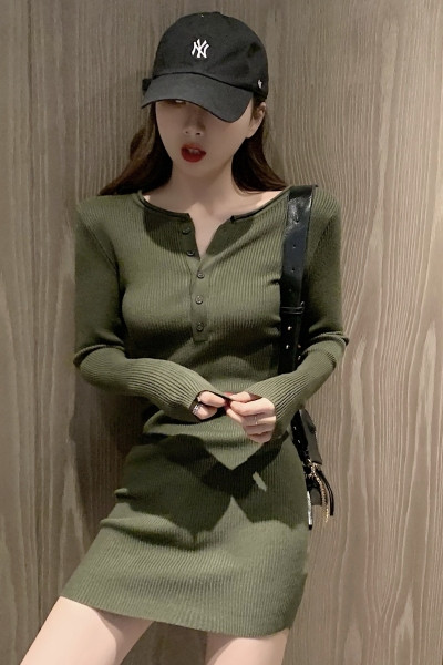 Rochie casual de dama cu nasturi