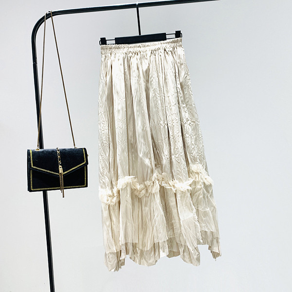 Fusta de dama moderna cu tul A-line - talie inalta