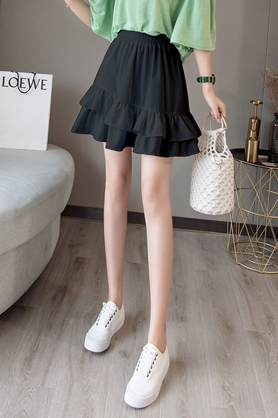 Fusta scurta casual de dama cu talie inalta - model croiat