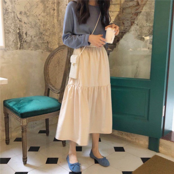 Kõrge vöökohaga beež naiste seelik