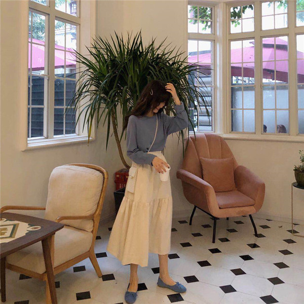 Kõrge vöökohaga beež naiste seelik