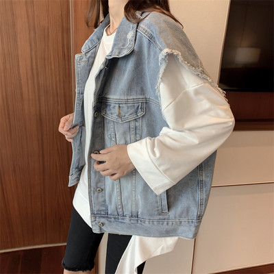 Pavasarinė moteriška džinsinė liemenė su sagomis