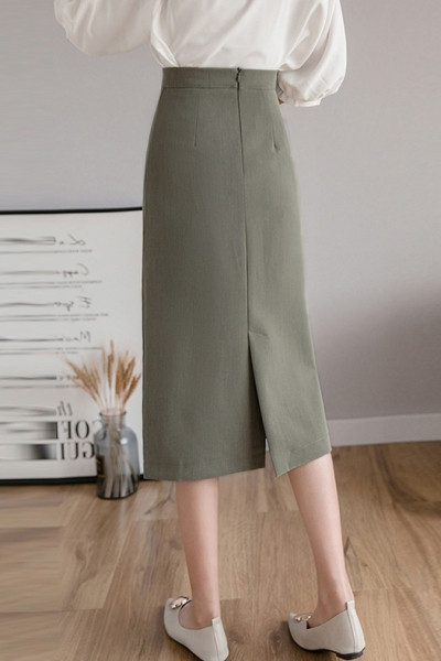 Női alkalmi szoknya hasított, magas derékkal