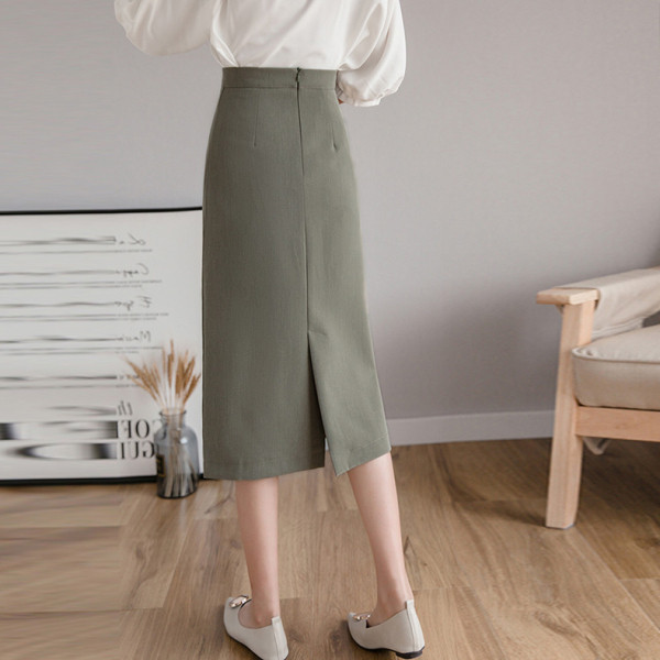 Női alkalmi szoknya hasított, magas derékkal