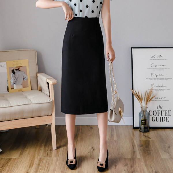 Női alkalmi szoknya hasított, magas derékkal