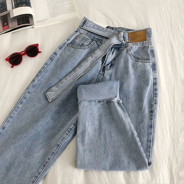 Viegls sieviešu džinsu plats modelis ar augstu vidukli