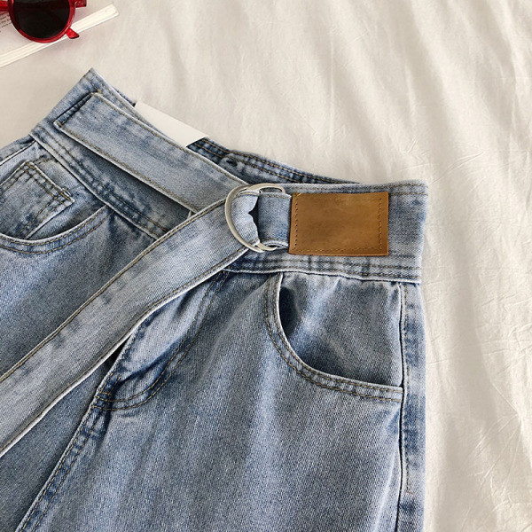 Viegls sieviešu džinsu plats modelis ar augstu vidukli