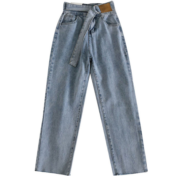 Viegls sieviešu džinsu plats modelis ar augstu vidukli