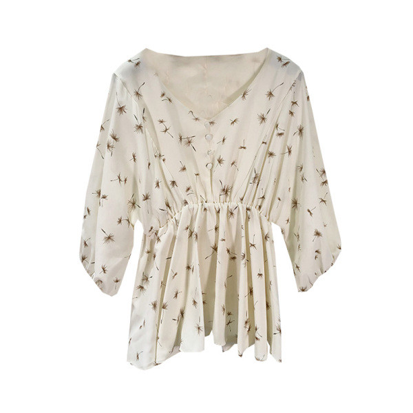 Naiste lai elastse vöökoha ja nööpidega pluus