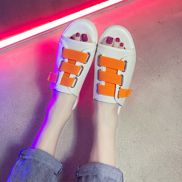 Papuci casual dama cu velcro colorat