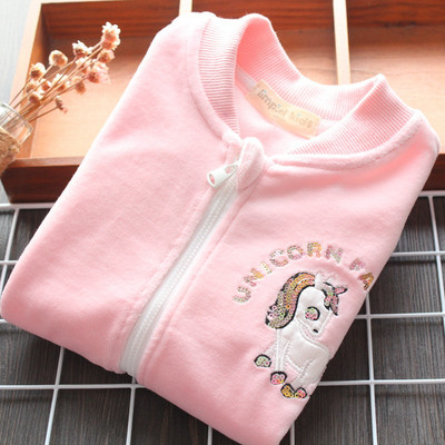 Modern gyerek pulóver lányoknak cipzárral és flitterekkel