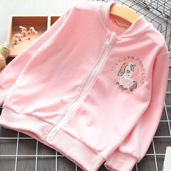 Modern gyerek pulóver lányoknak cipzárral és flitterekkel