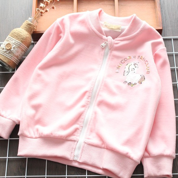 Modern gyerek pulóver lányoknak cipzárral és flitterekkel