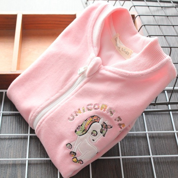 Modern gyerek pulóver lányoknak cipzárral és flitterekkel