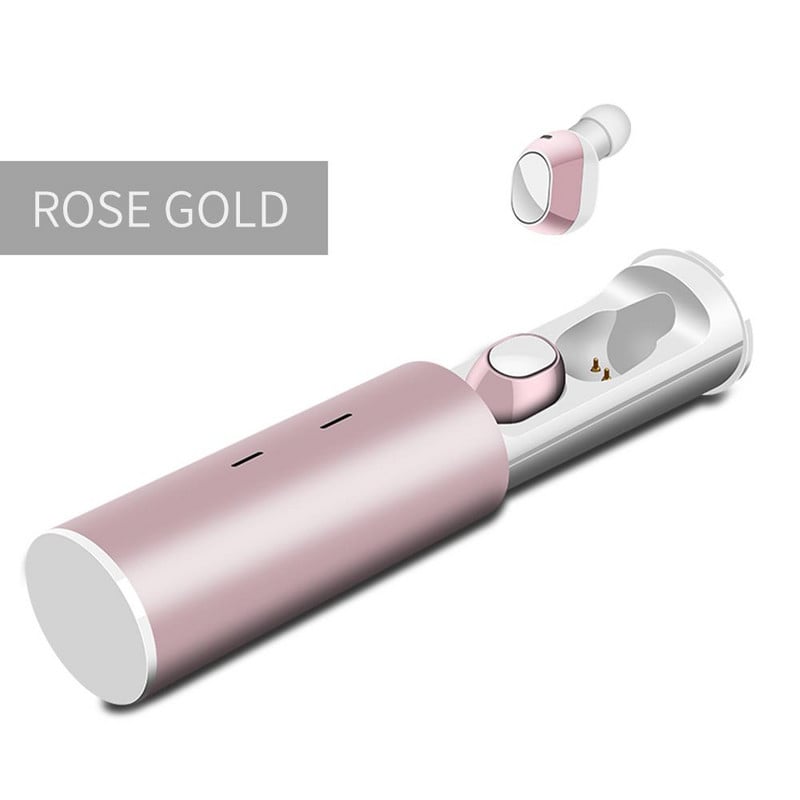 Безжични Bluetooth слушалки с Powerbank модел TWS19  и Standby режим до 300 часа - розов цвят
