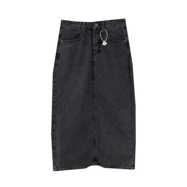 Fusta din denim de primavara model nou cu talie inalta