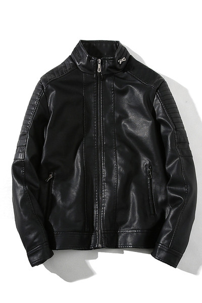 Moderna muška kožna jakna s visokim ovratnikom i patentnim zatvaračem