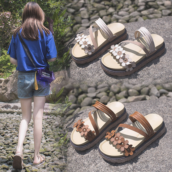 Sandale de dama din piele cu bretele din piele si talpa plata