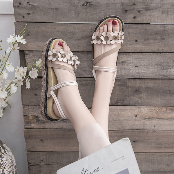 Sandale de dama din piele cu bretele din piele si talpa plata