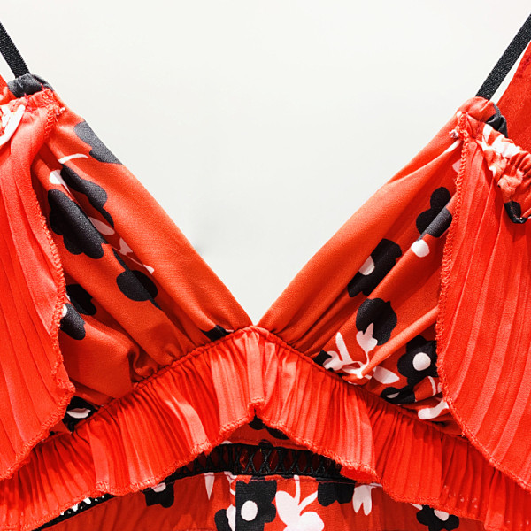 Novi model ženske haljine sa cvjetnim uzorkom i tankim naramenicama