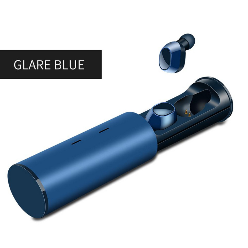 Безжични Bluetooth слушалки с Powerbank модел TWS19  и Standby режим до 300 часа - син цвят