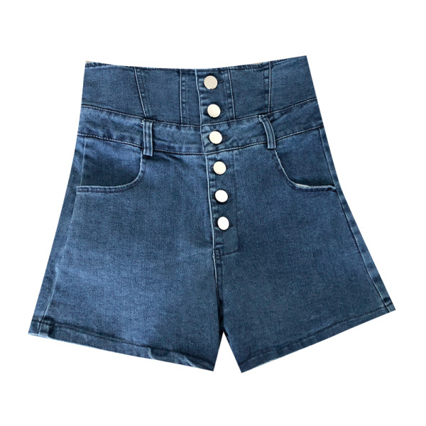 Lezser farmer rövidnadrág magas derékkal és gombokkal