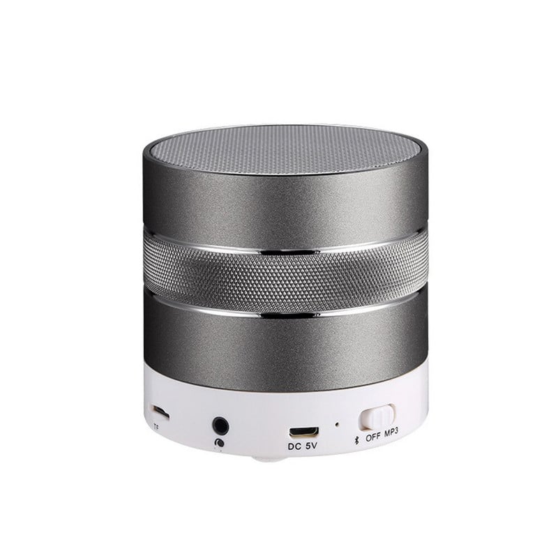 Мини преносима Bluetooth тонколона с алуминиев корпус, слот за TF карта, FM, Handsfree и USB порт в сив цвят