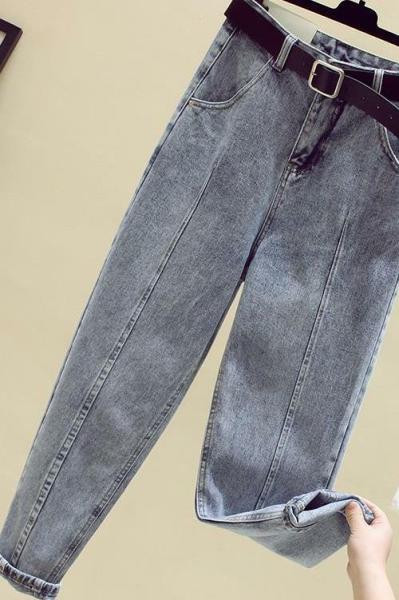 Blugi casual de dama cu talie inalta si marimi pana la 5XL