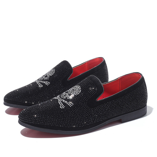 НОВ модел елегантни мъжки мокасини и череп и камъни 